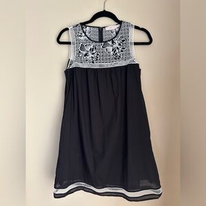 Tory Burch Black Dress with white embroidery, size small